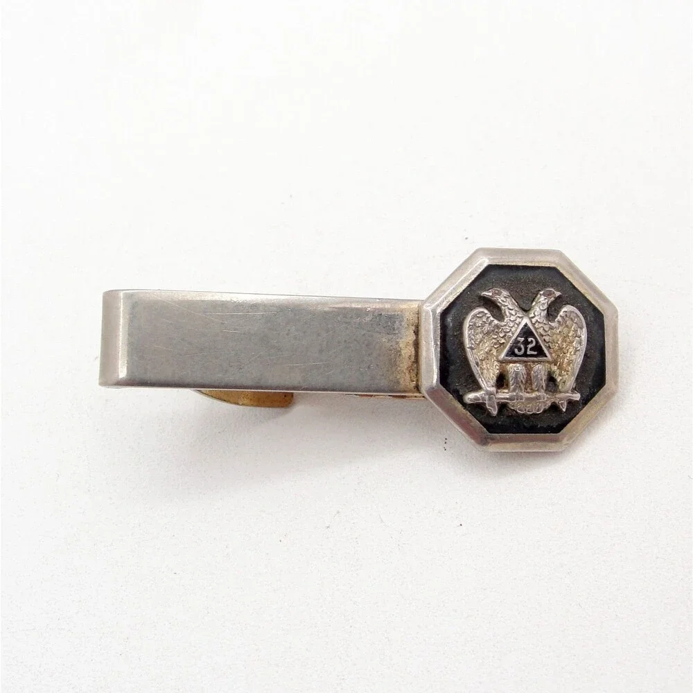Vintage Masonic Scottish Rite 32 Degree Double Headed Eagle Tie Clip Bar US